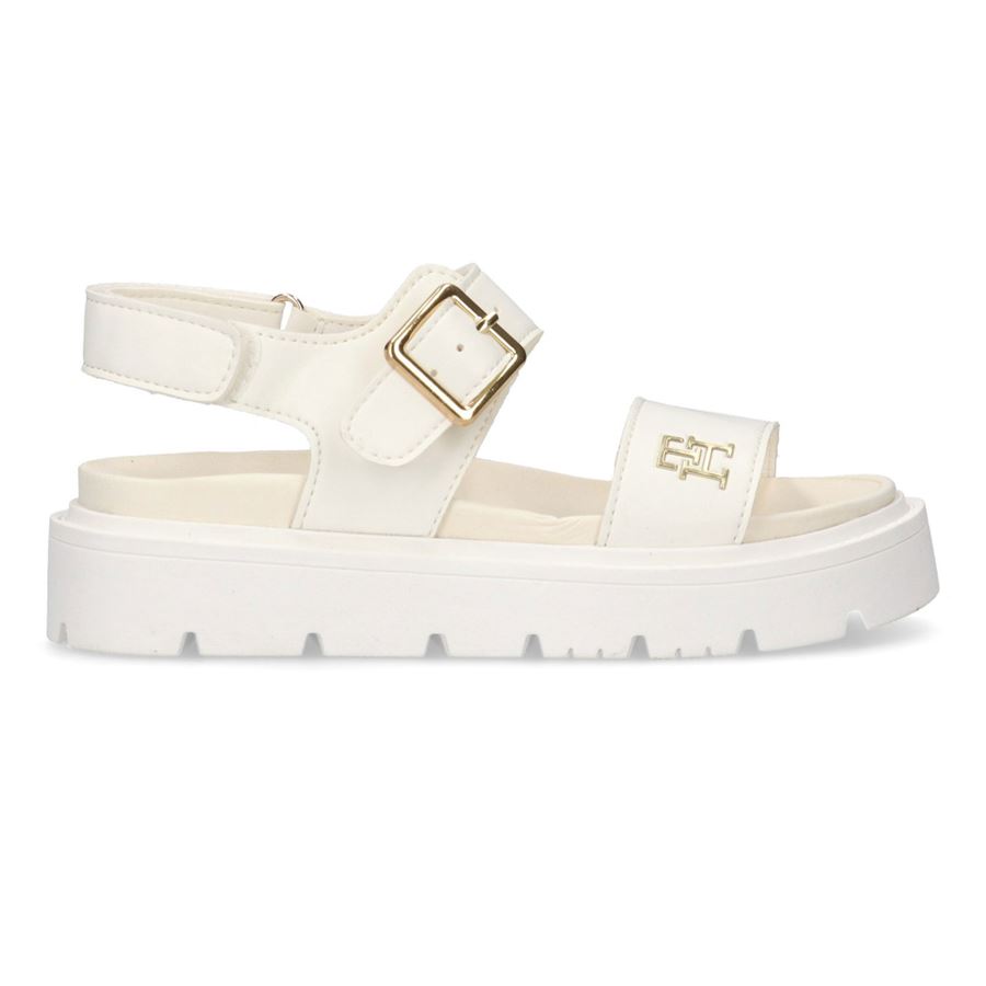 Sandali platform cinturini in velcro e dettagli color oro da bambina Tommy Hilfiger | T3A2337850326128